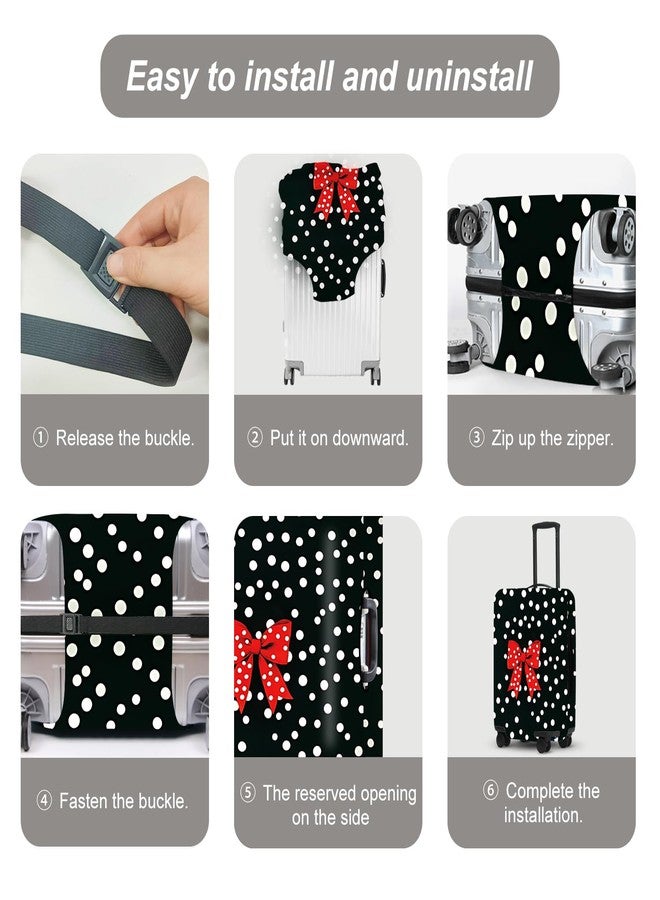 THISFIND Polka Dot Bow Luggage Cover, Washable Suitcase Protector Red Ribbon Retro Design Anti-scratch for 32",34" Bag - Image 5